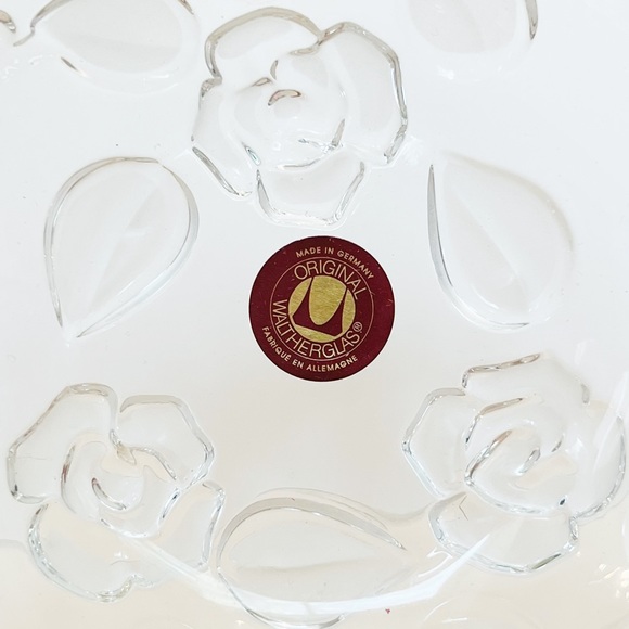 Original Waltherglas Made Germany Glass Rose Decorative Bowl Dish Frosted Floral - Picture 8 of 15